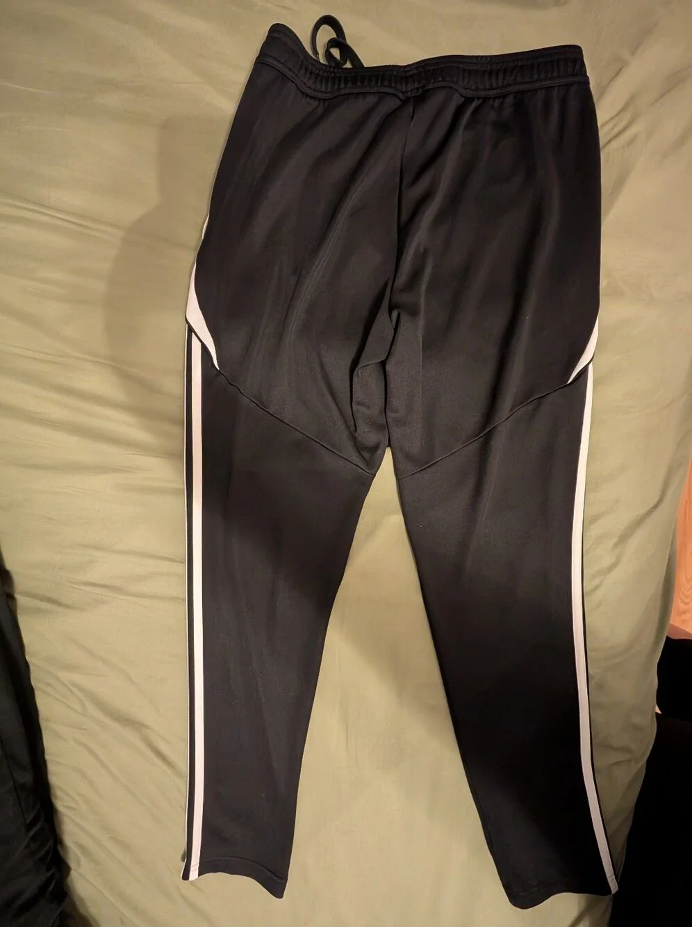 Adidas Black Joggers with White Side Stripes And Zip Pockets, Men's Size Large